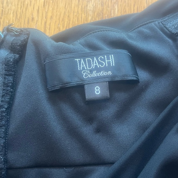 Tadashi Shoji Collection Silk Taffeta A-line Black Party Dress Cross Top Size 8 - Picture 8 of 13